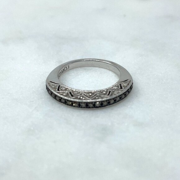 MDJ Clear Light Yellow Diamond 0.16 CTW Sterling Silver 925 Ring, Size 5 - Picture 2 of 10